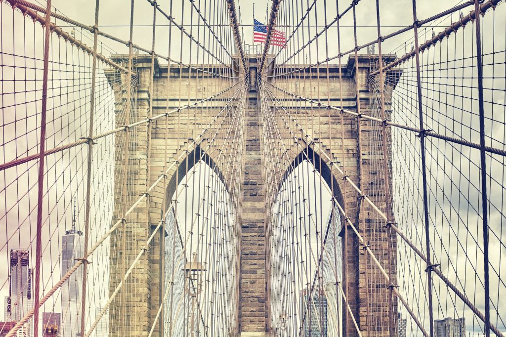 Brooklyn Bridge, one of New York City symbols, USA.