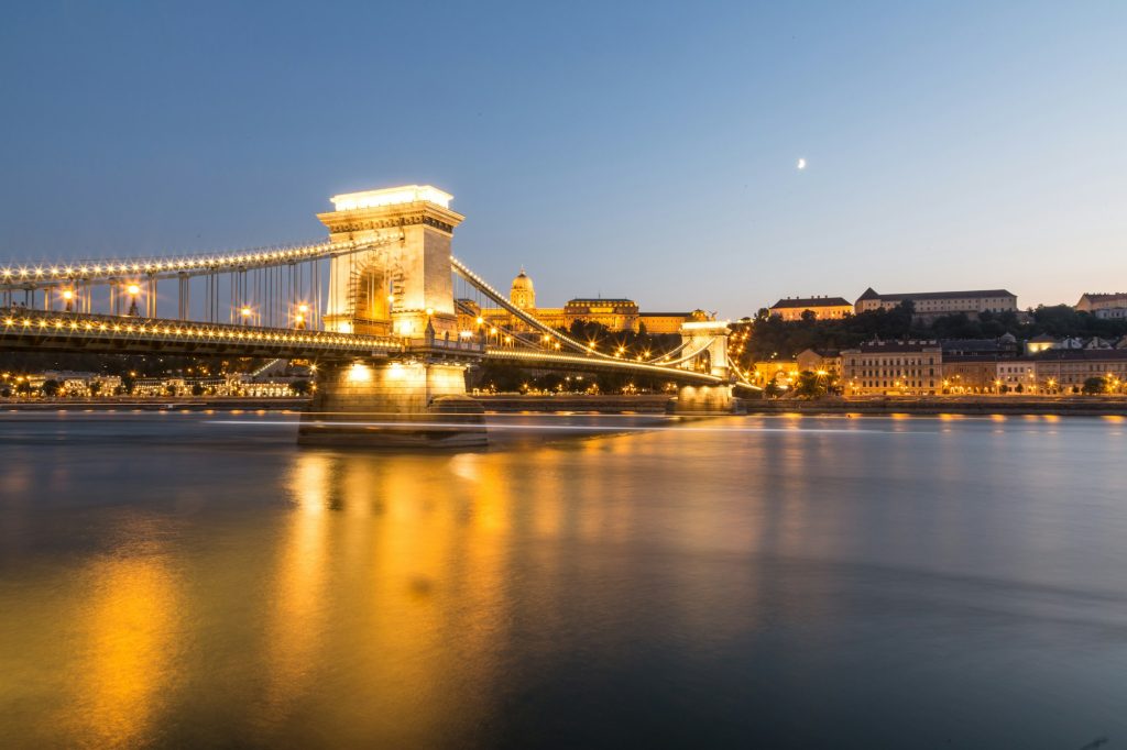 Budapest Hungary Chain Bridge night shot