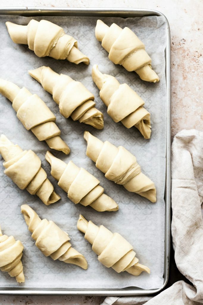 Croissant baking preparation food photography