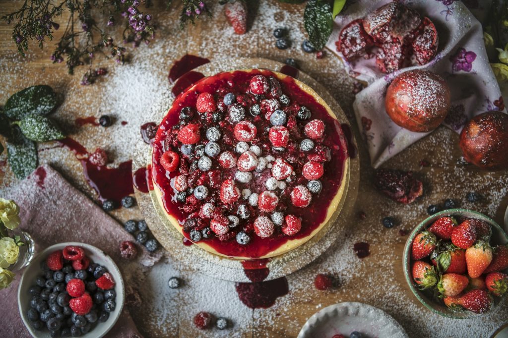 Fresh berry cheescake food photography recipe idea