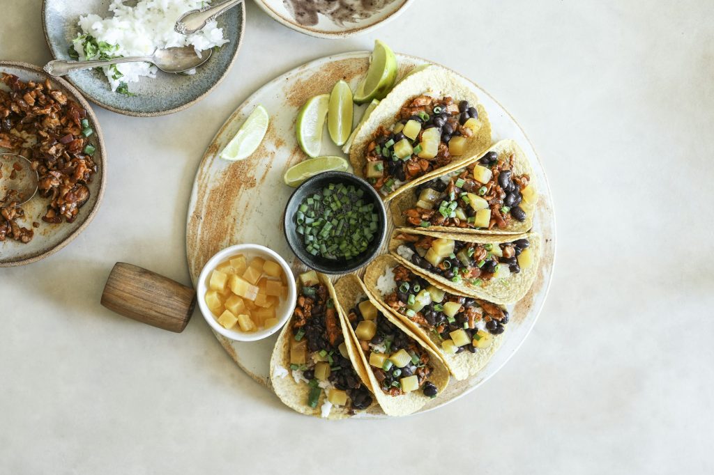 Homemade vegan taco food photography