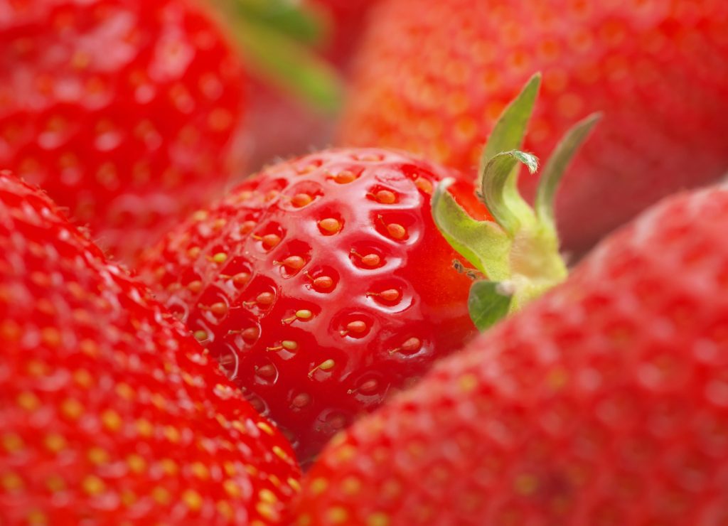 Macro of strawberry.