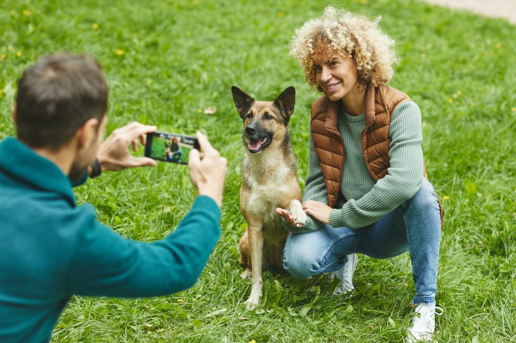 Making photo with dog