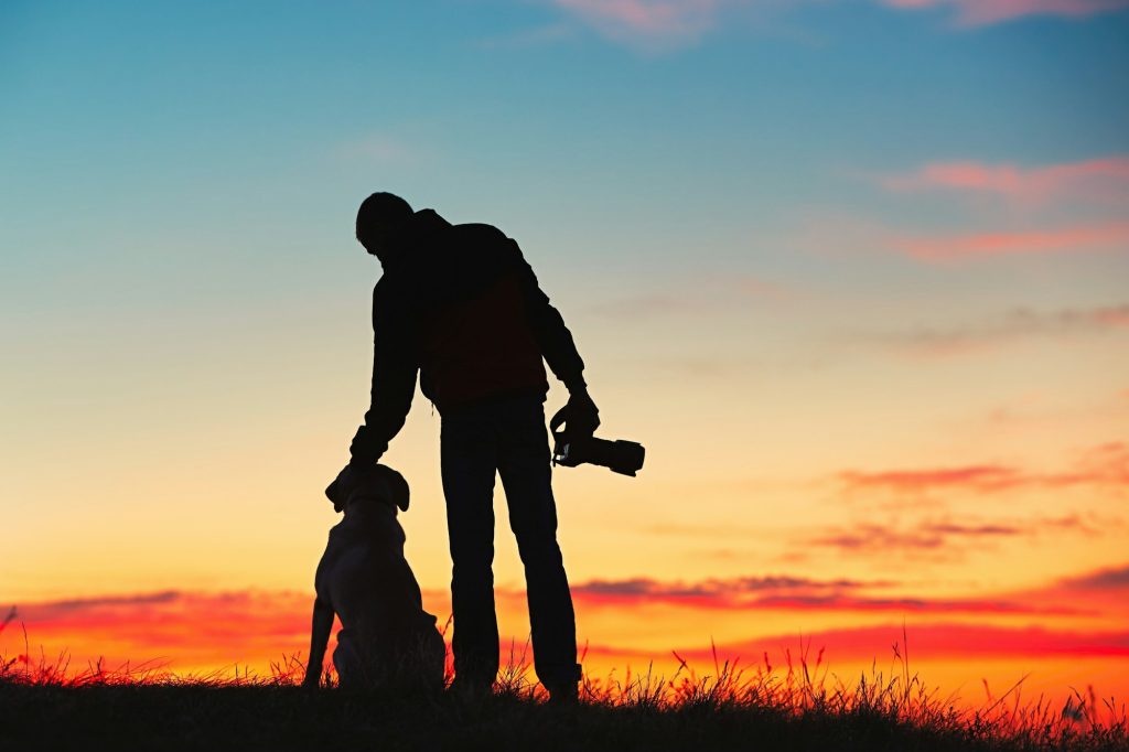 Photographer with dog